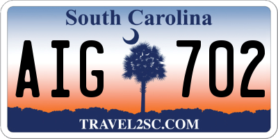 SC license plate AIG702