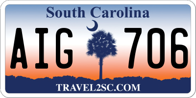 SC license plate AIG706