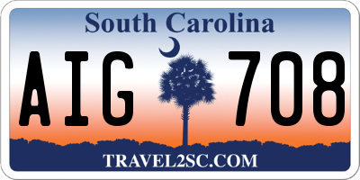 SC license plate AIG708