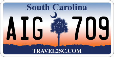 SC license plate AIG709