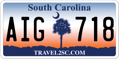 SC license plate AIG718