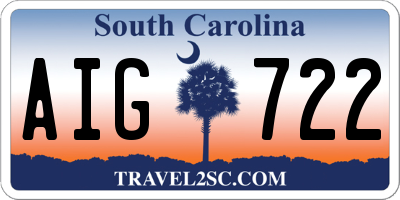 SC license plate AIG722