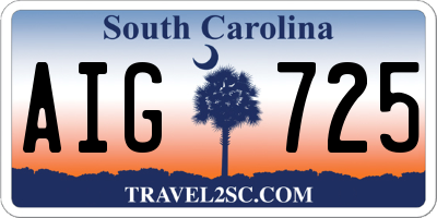 SC license plate AIG725