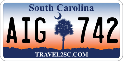 SC license plate AIG742