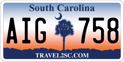 SC license plate AIG758