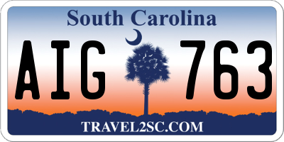 SC license plate AIG763
