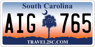 SC license plate AIG765