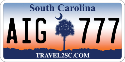 SC license plate AIG777