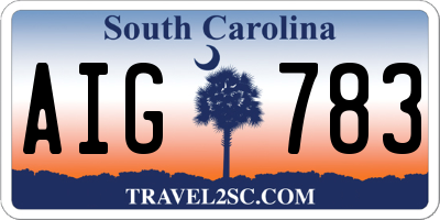SC license plate AIG783