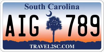 SC license plate AIG789