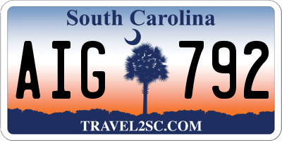 SC license plate AIG792