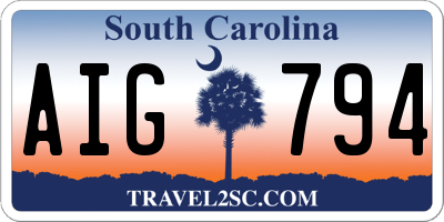 SC license plate AIG794