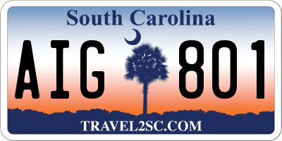 SC license plate AIG801