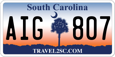 SC license plate AIG807