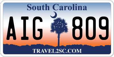 SC license plate AIG809