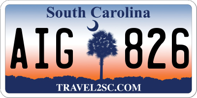 SC license plate AIG826