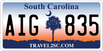 SC license plate AIG835