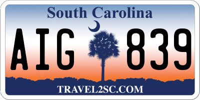 SC license plate AIG839
