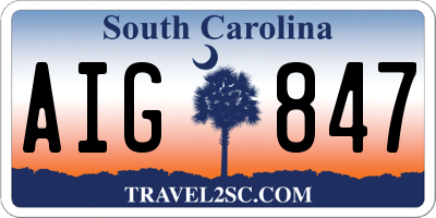 SC license plate AIG847