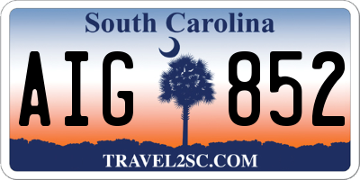 SC license plate AIG852