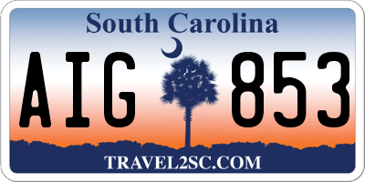 SC license plate AIG853