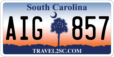 SC license plate AIG857
