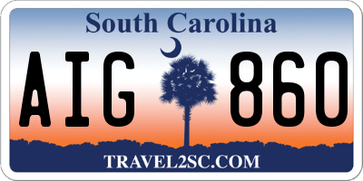 SC license plate AIG860
