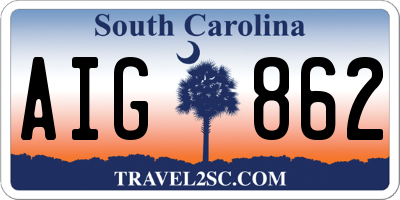 SC license plate AIG862