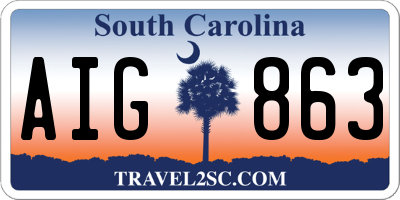 SC license plate AIG863