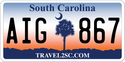 SC license plate AIG867