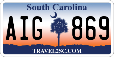 SC license plate AIG869