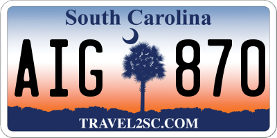 SC license plate AIG870