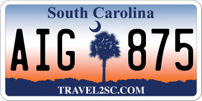 SC license plate AIG875