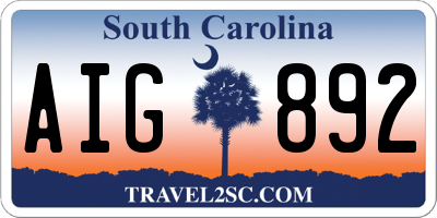 SC license plate AIG892