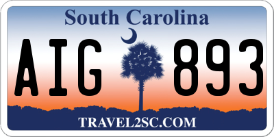 SC license plate AIG893