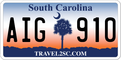SC license plate AIG910