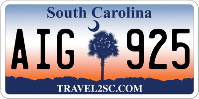 SC license plate AIG925