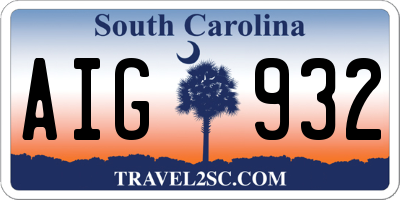 SC license plate AIG932