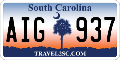 SC license plate AIG937