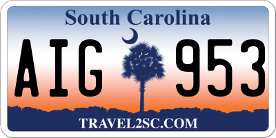 SC license plate AIG953