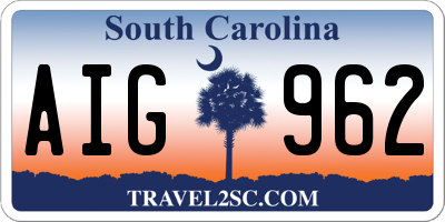 SC license plate AIG962