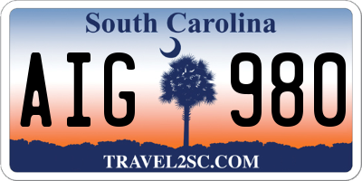 SC license plate AIG980