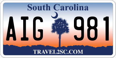 SC license plate AIG981