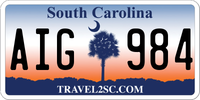 SC license plate AIG984