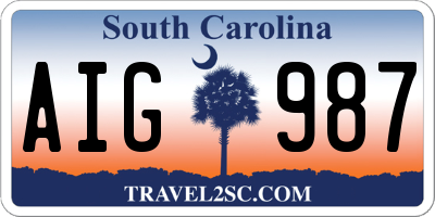 SC license plate AIG987