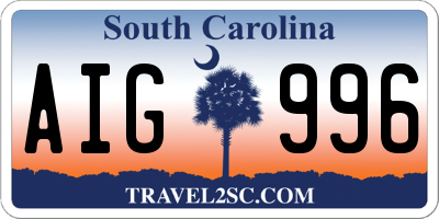 SC license plate AIG996