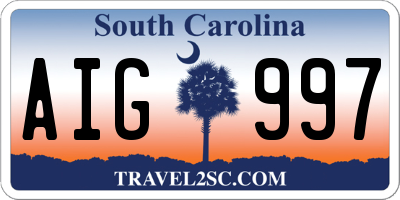 SC license plate AIG997