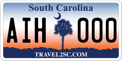 SC license plate AIH000