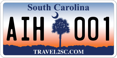 SC license plate AIH001