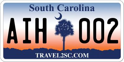 SC license plate AIH002